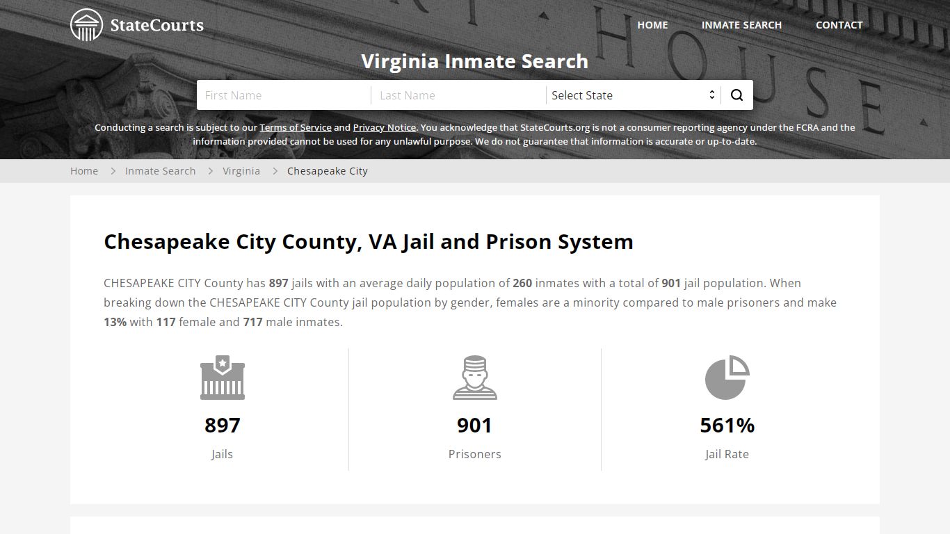 Chesapeake City County, VA Inmate Search - StateCourts
