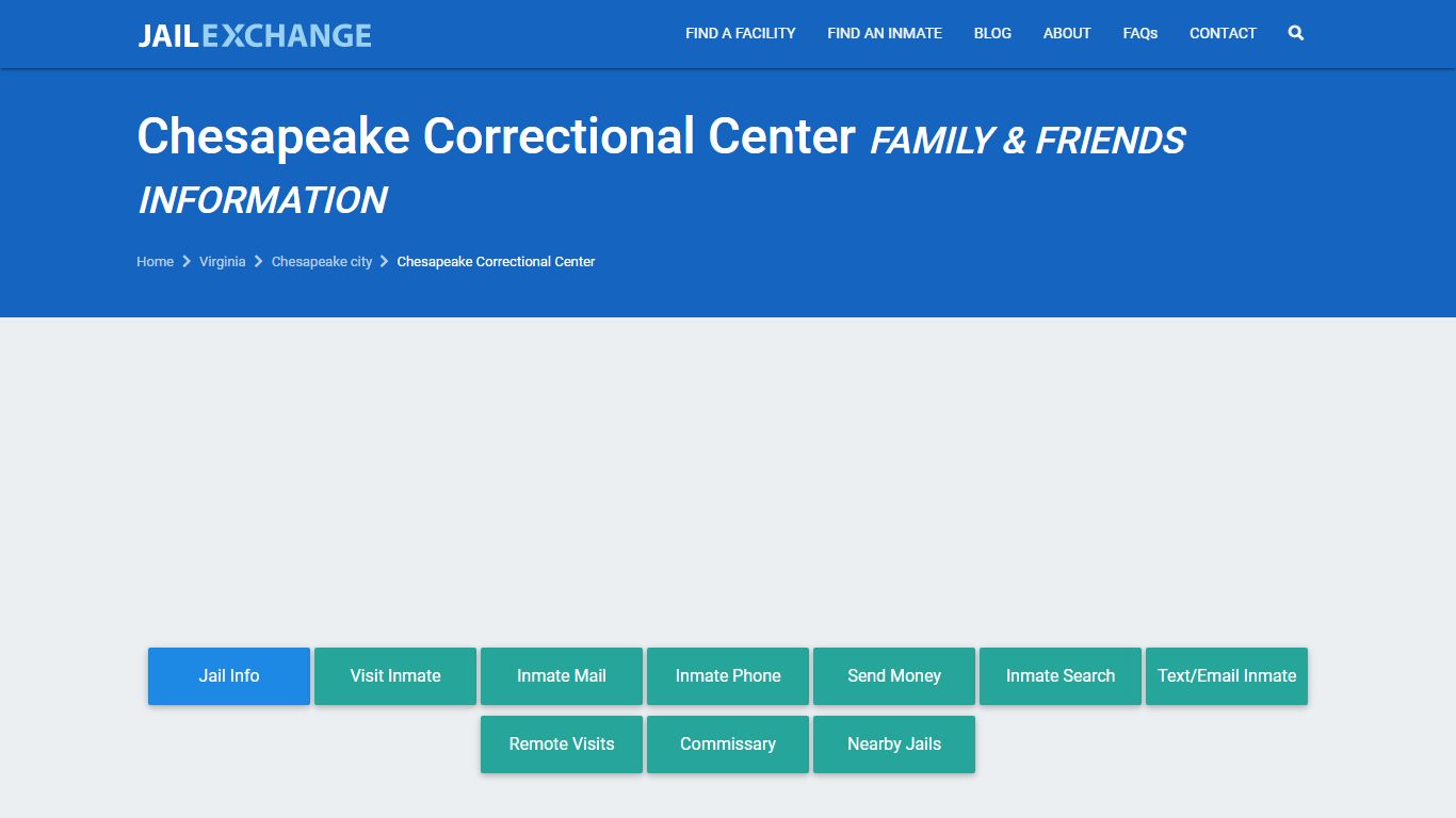 Chesapeake Correctional Center Family & Friends Information - JAIL EXCHANGE